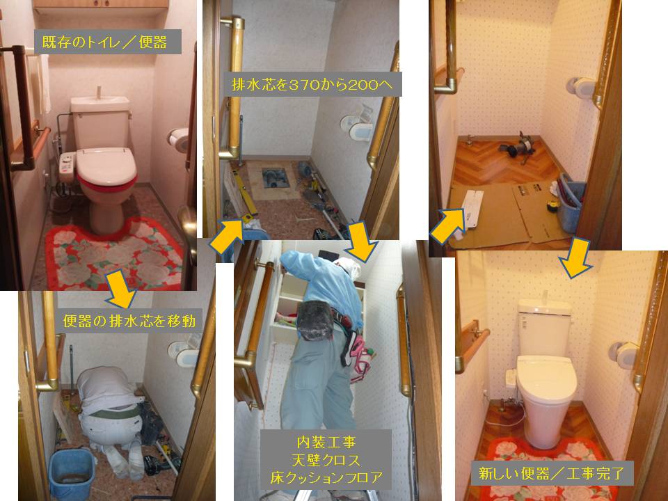 トイレ工事 給 排水管の交換も 埼玉県狭山市で水回り 内装リフォームはシュウプロへ